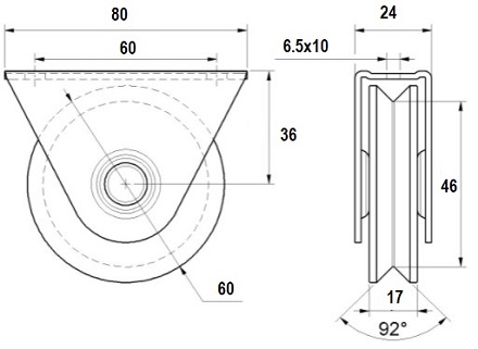 Колесо опорное V 60мм 412.60
