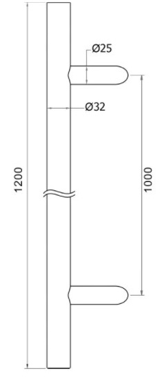 Ручка для калитки из нержавеющей стали INOX р р 32х1200мм